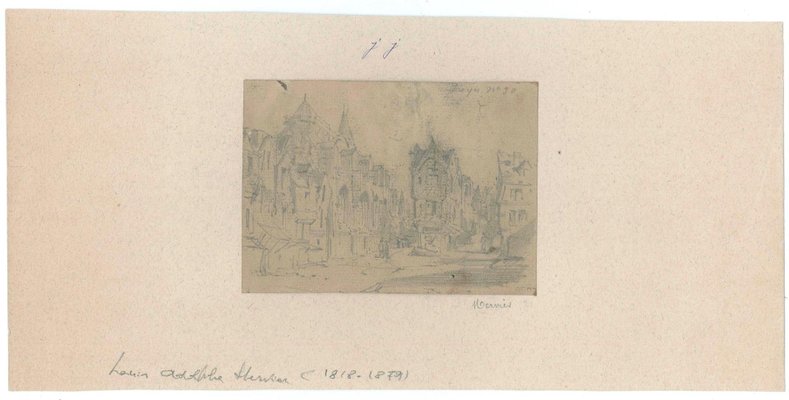 Louis Adolphe Mervi - Cityscape - Original Pencil on Paper by Louis Adolphe Mervi - 20th Century-ZCI-809422