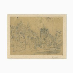 Louis Adolphe Mervi - Cityscape - Original Pencil on Paper by Louis Adolphe Mervi - 20th Century-ZCI-809422