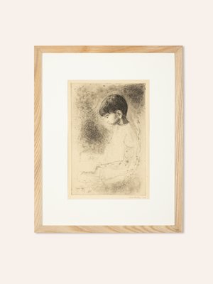 Louis Bastin, Study of a Boy, Etching on Paper, Framed-GPP-1126540