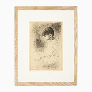 Louis Bastin, Study of a Boy, Etching on Paper, Framed-GPP-1126540