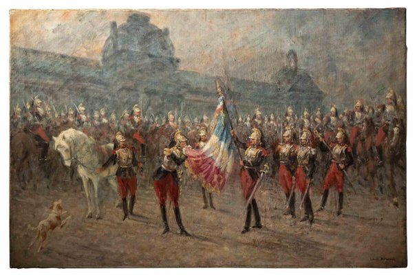 Louis Beraud, Ceremony of the Cuirassiers, Original Oil on Canvas, Early 20th Century-ZCI-1379349