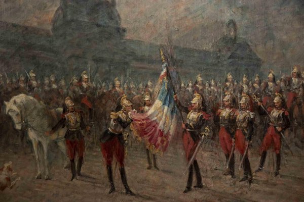 Louis Beraud, Ceremony of the Cuirassiers, Original Oil on Canvas, Early 20th Century-ZCI-1379349