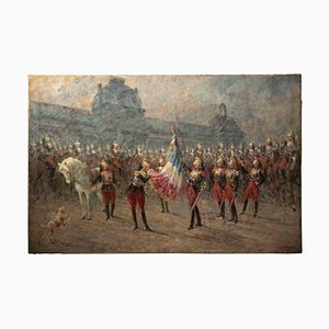 Louis Beraud, Ceremony of the Cuirassiers, Original Oil on Canvas, Early 20th Century-ZCI-1379349