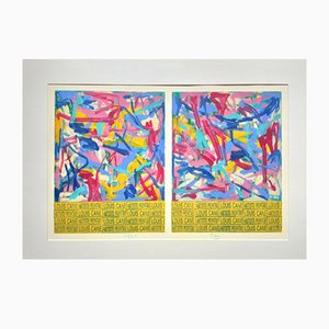 Louis Cane, Abstract Composition, Oil and Lithograph on Paper, 1980s-NRC-1402627