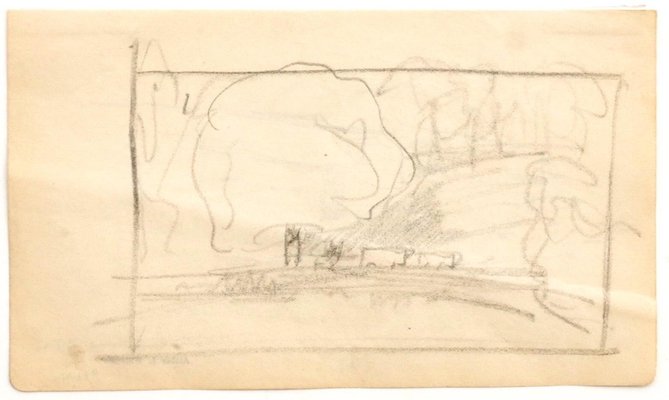 Louis-Charles Willaume, Landscape, Original Pencil on Paper, 1905-ZCI-808841