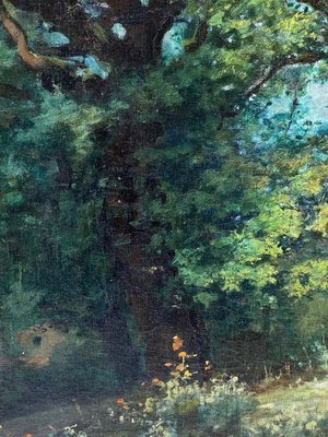 Louis Delorme, Forest and Rocks, Late 19th Century, Oil on Canvas-QKG-1796932