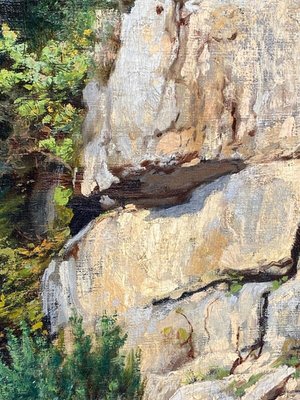 Louis Delorme, Forest and Rocks, Late 19th Century, Oil on Canvas-QKG-1796932