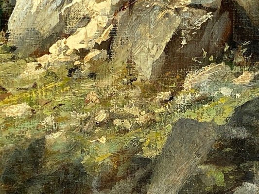 Louis Delorme, Forest and Rocks, Late 19th Century, Oil on Canvas-QKG-1796932