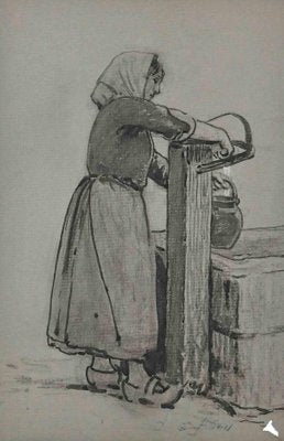 Louis Emile Adan, Woman, Original Drawing, Early 20th-Century-ZCI-1262077