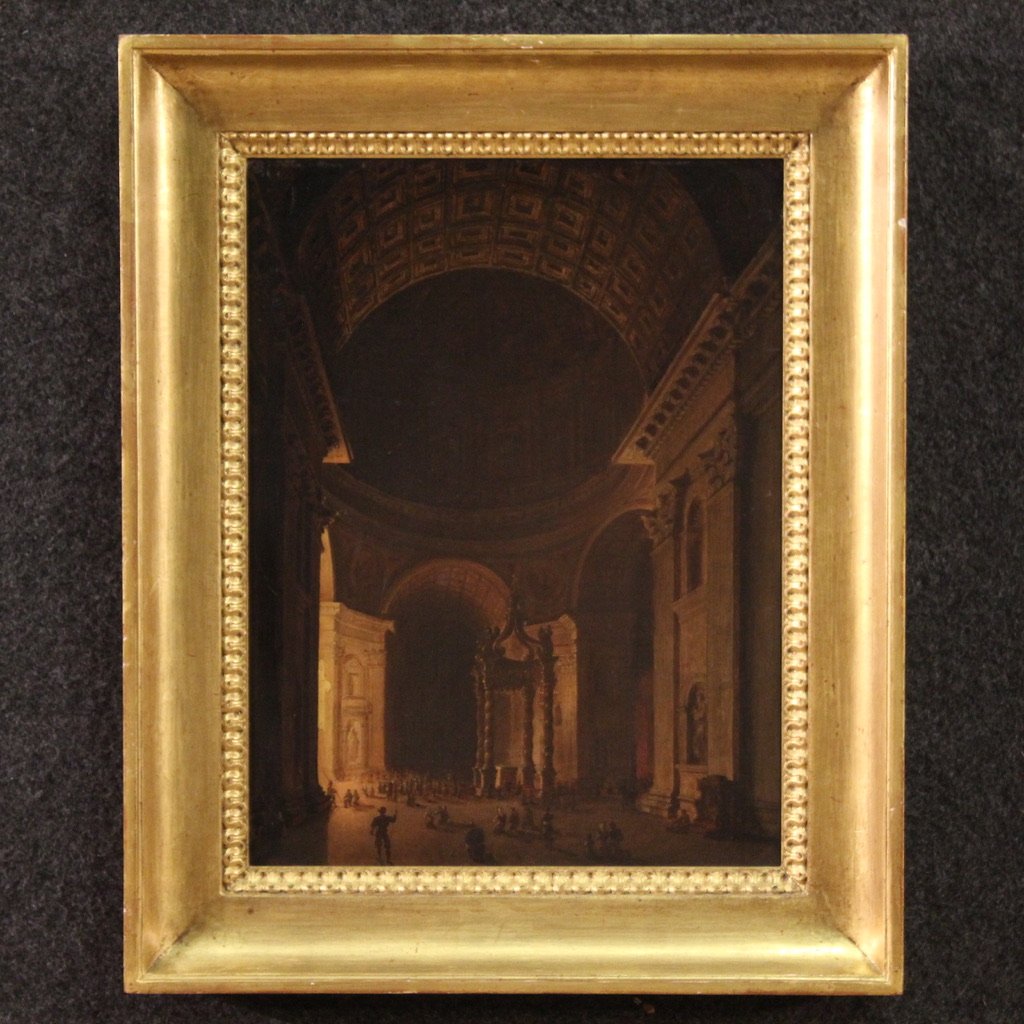 Louis Jean Desprez, View of the Interior of St. Peter's, 1790, Oil on Canvas, Framed