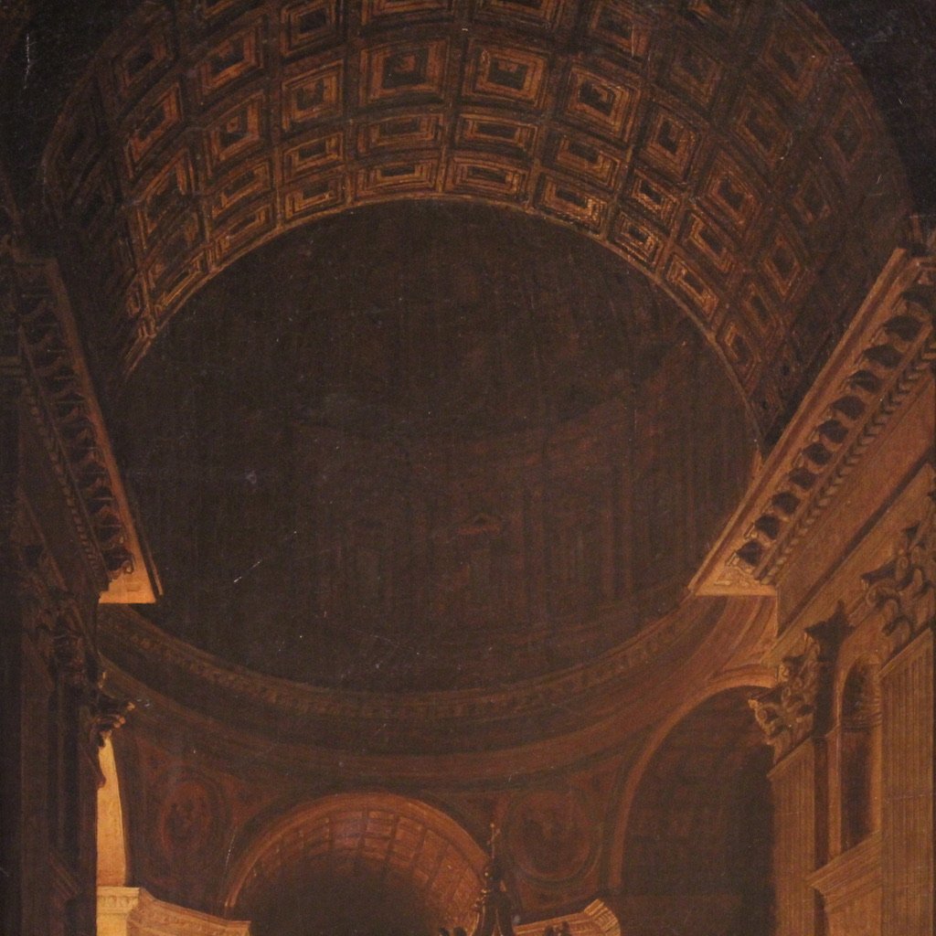 Louis Jean Desprez, View of the Interior of St. Peter's, 1790, Oil on Canvas, Framed