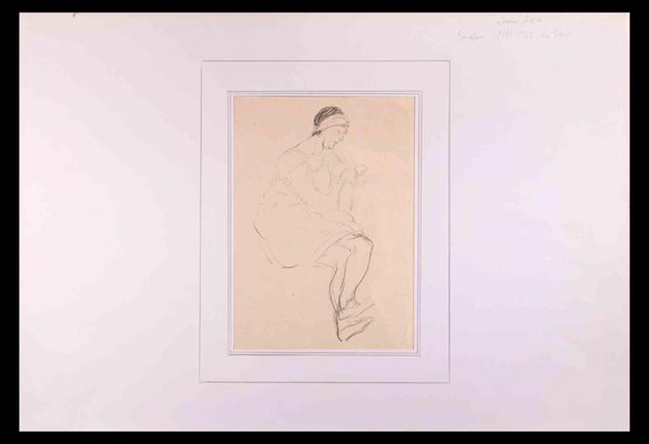 Louis Jou, Seated Woman, Pencil Drawing, Early 20th Century-ZCI-1343930