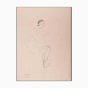 Louis Jou, Seated Woman, Pencil Drawing, Early 20th Century-ZCI-1343930