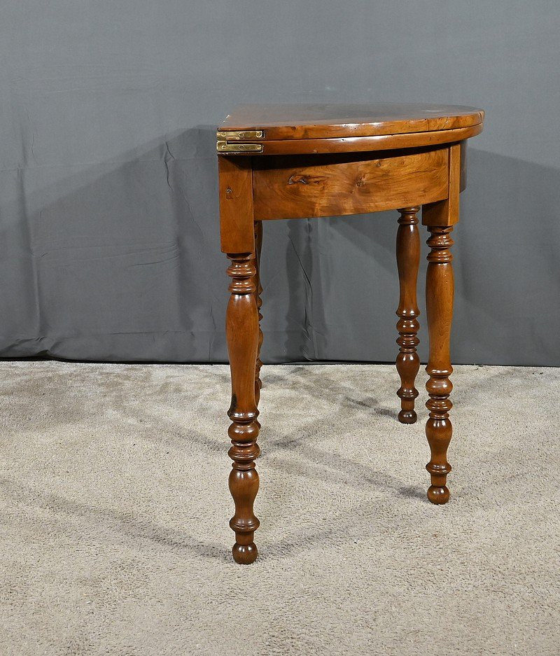 Louis Philippe 1st Part 19th Century Half-Moon Walnut Console Table