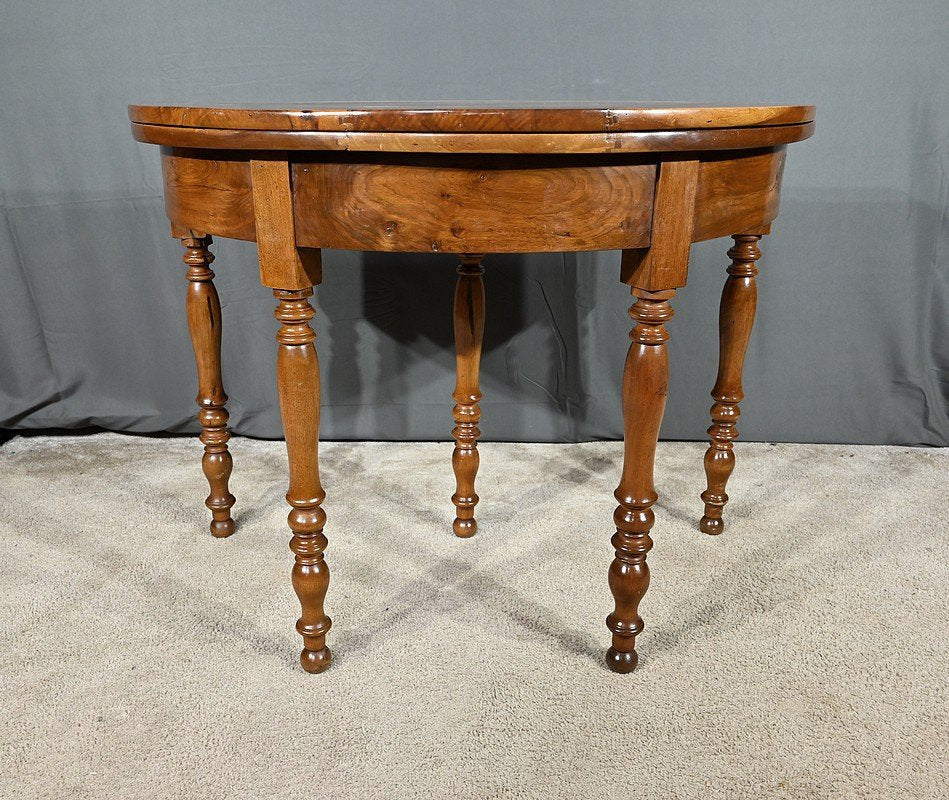 Louis Philippe 1st Part 19th Century Half-Moon Walnut Console Table