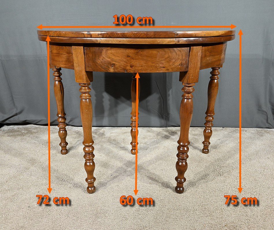 Louis Philippe 1st Part 19th Century Half-Moon Walnut Console Table