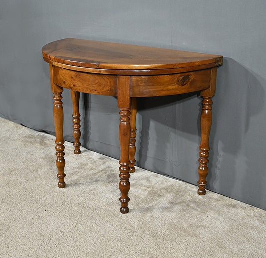 Louis Philippe 1st Part 19th Century Half-Moon Walnut Console Table