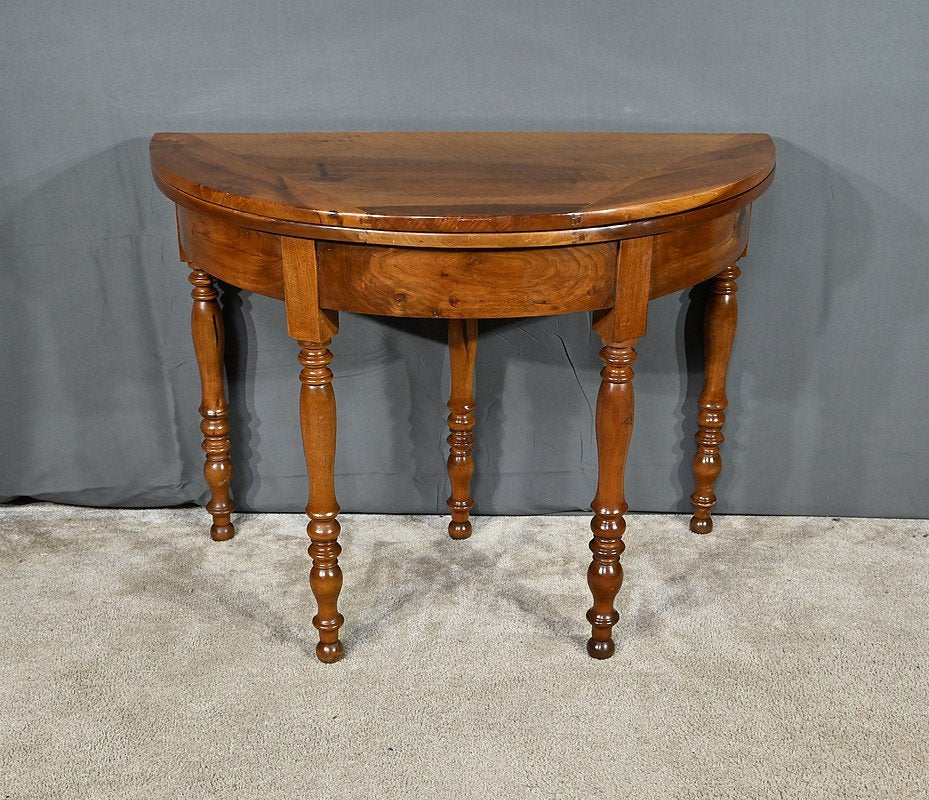 Louis Philippe 1st Part 19th Century Half-Moon Walnut Console Table