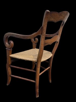 Louis Philippe Armchair in Walnut & Straw-SDV-1357459