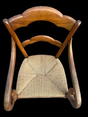 Louis Philippe Armchair in Walnut & Straw-SDV-1357459