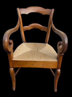 Louis Philippe Armchair in Walnut & Straw-SDV-1357459