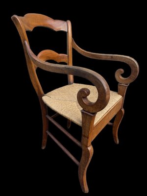 Louis Philippe Armchair in Walnut & Straw-SDV-1357459