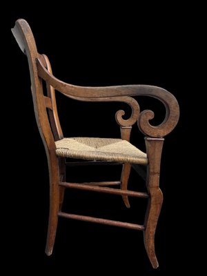 Louis Philippe Armchair in Walnut & Straw-SDV-1357459