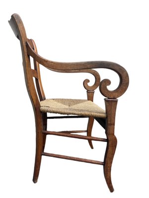 Louis Philippe Armchair in Walnut & Straw-SDV-1357459