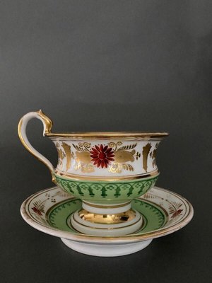 Louis-Philippe Cup and Saucer in Paris Porcelain-QKG-1720337