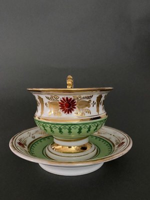 Louis-Philippe Cup and Saucer in Paris Porcelain-QKG-1720337