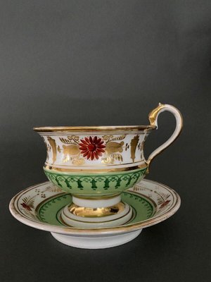 Louis-Philippe Cup and Saucer in Paris Porcelain-QKG-1720337