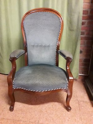 Louis Philippe Walnut Lounge Chair-AKA-708566