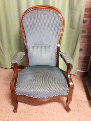 Louis Philippe Walnut Lounge Chair-AKA-708566