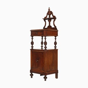 Louis Philippe Walnut Turned Hand-Carved Nightstand, 19th-Century-NJV-771352