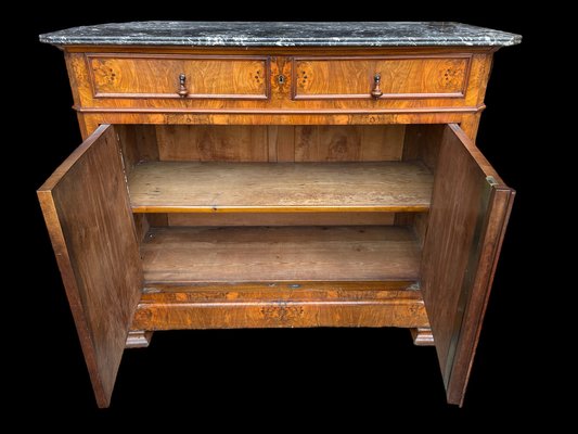 Louis Philippe Walnut Veneered Sideboard with Marble Top, 1930s-SDV-1752528