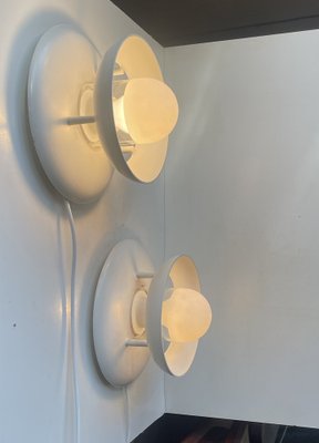 Louis Poulsen White Minimalist Wall Sconces Sapphire by Marianne Tuxen, 1980s, Set of 2-LCR-1700008