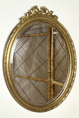 Louis Seize Oval Shaped Giltwood Mirror from Deknudt, Belgium, 1950s-WZZ-1352840