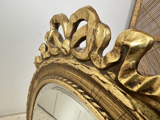 Louis Seize Oval Shaped Giltwood Mirror from Deknudt, Belgium, 1950s-WZZ-1352840