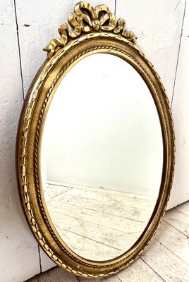 Louis Seize Oval Shaped Giltwood Mirror from Deknudt, Belgium, 1950s-WZZ-1352840