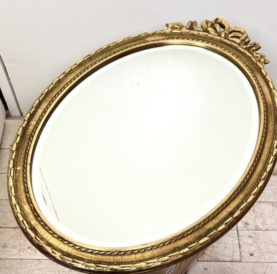 Louis Seize Oval Shaped Giltwood Mirror from Deknudt, Belgium, 1950s-WZZ-1352840