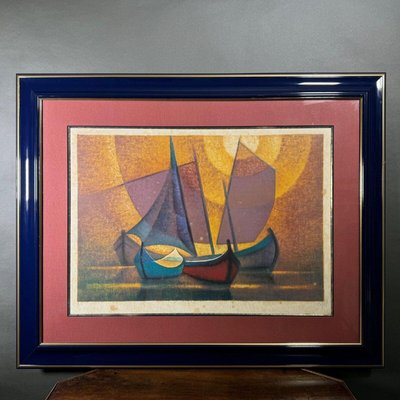 Louis Toffoli, Boats in the Sun, Lithograph-QKG-2027483