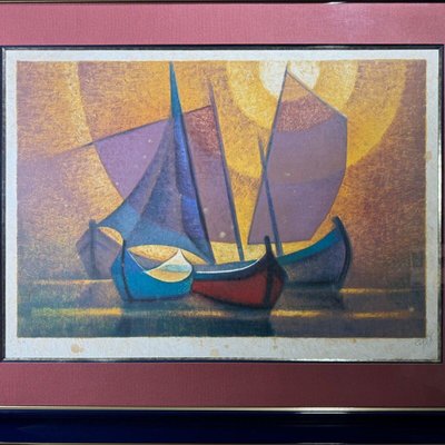 Louis Toffoli, Boats in the Sun, Lithograph-QKG-2027483