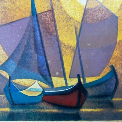 Louis Toffoli, Boats in the Sun, Lithograph-QKG-2027483