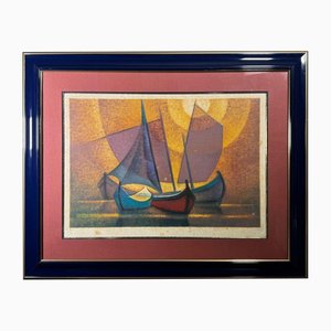 Louis Toffoli, Boats in the Sun, Lithograph-QKG-2027483