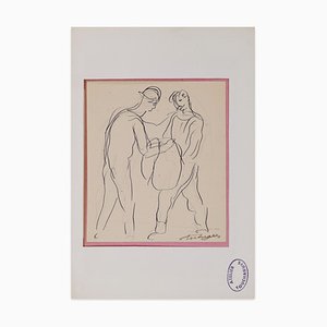 Louis Touchagues, Figures, ink Drawing, Mid-20th Century-ZCI-874878