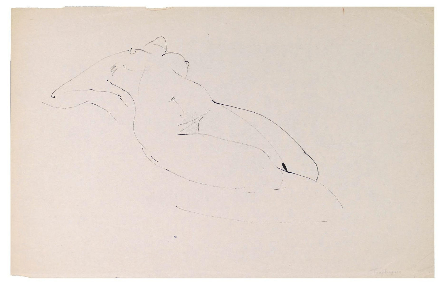 Louis Touchagues, Naked Woman Lying, Artwork, Mid-20th Century