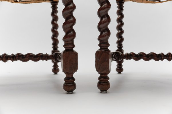 Louis XIII French Barley Wood Stools, 1870s, Set of 2-KQB-1762372