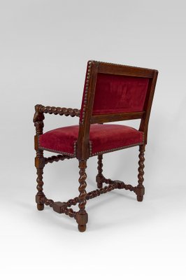 Louis XIII / Haute Epoque Style Armchair with Women Sculpted on Armrests-XNH-1804617