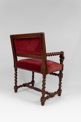 Louis XIII / Haute Epoque Style Armchair with Women Sculpted on Armrests-XNH-1804617