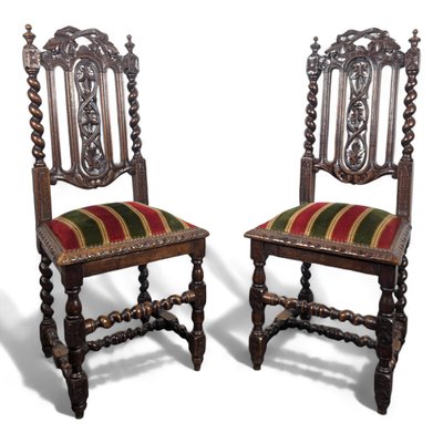 Louis XIII Style Oak Chairs, Set of 2-HLV-2033131